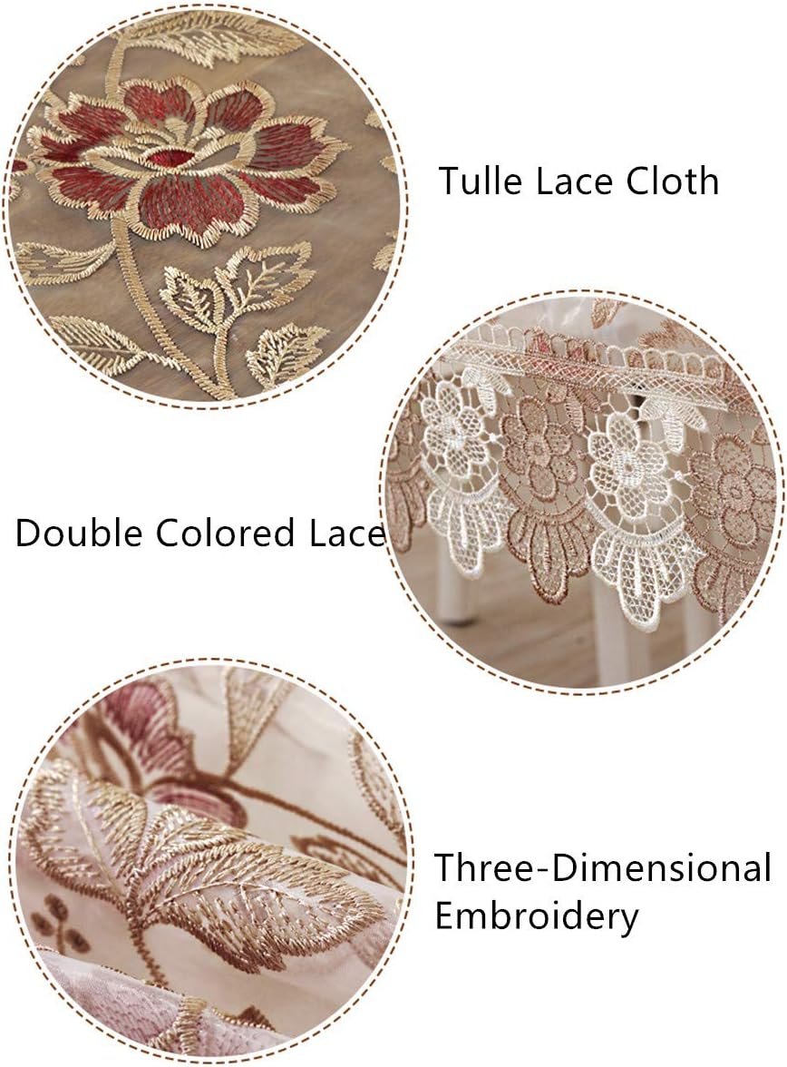 Lace Polyester Tablecloth Embroidery Square Table Cloths for Bedside Table Small Table(2 Seats), 36 x 36 Inch, Pink
