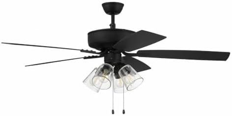 Craftmade P104ESP5-52ESPWLN Pro Plus 52" Ceiling Fan with LED Lights & Pull Chain, 5 Reversible Espresso/Walnut MDF Blades, Espresso