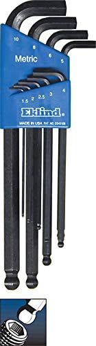 Eklind Tool 13509 Stubby-Ball-Hex-L Key allen wrench - 9pc set Metric MM sizes 1.5-10 Long series