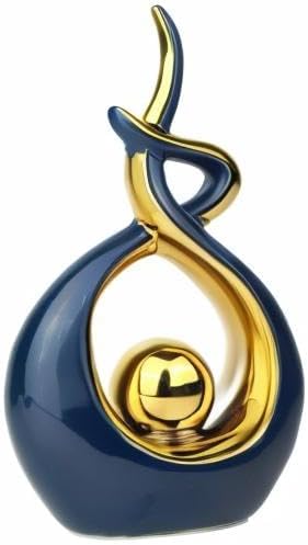 Norrclp Home Decor Modern Abstract Art Ceramic Statue Table Decorations for Dining Room Living Room Office Centerpiece (Blue and Gold, Small), Blue,gold