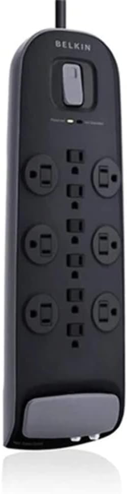 Belkin Power Strip, Belkin Surge Protector - 12 AC Multiple Outlets (4,000 Joules) - 8 ft Long Flat Plug Heavy Duty Extension Cord for Home, Office, Travel, Computer Desktop, Laptop & Phone Charging Brick