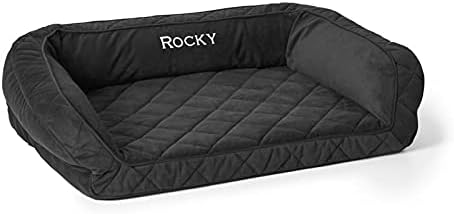 Orvis ComfortFill-Eco Bolster Dog Bed - Plush Rectangular Dog Beds with Three-Sided Bolster for Leaning, Slate - XL