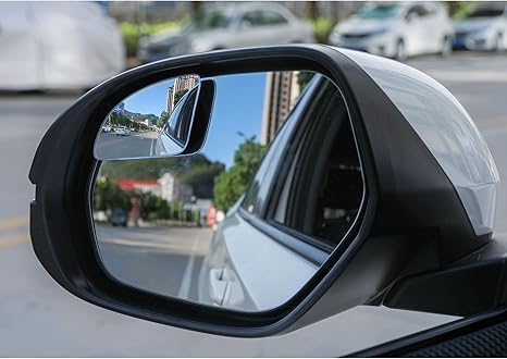 LivTee Blind Spot Car Mirror���Asymmetric Fan Shaped HD Glass Frameless Convex Rear View Mirror with wide angle Adjustable Stick for Cars SUV and Trucks, Pack of 2
