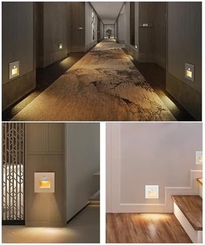 5Pcs 3W Recessed LED Stair Lights, 3000K Warm White Motion Sensor Wall Lamps for Indoor Bedroom, Silver Finish