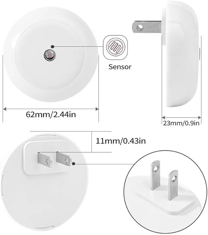 LED Night Light in Dusk to Dawn Smart Sensor Auto Dim Into Wall Night Lamp for Bathroom Hallway Kitchen Stairway Bedroom(1pc Warm White)