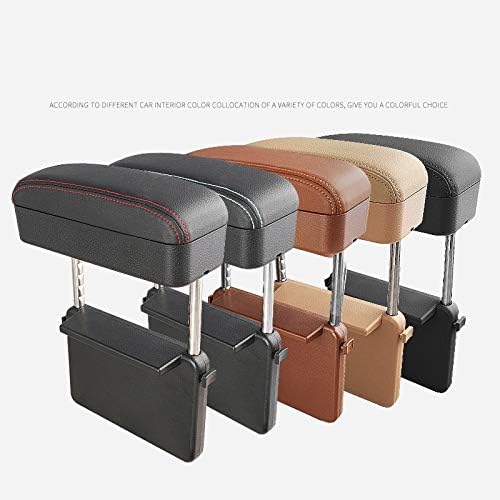 JEYODA Car Armrest Box Adjustable Pad Refit Car Central Lift Armres Storage Organizer Box Arm Rest(Beige)
