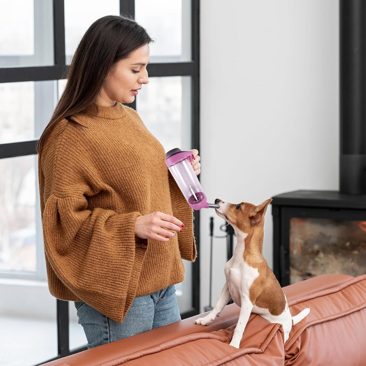 Dog Crate Water Bottle Dispenser - No Drip Dog Kennel Water Dispenser & Cage Bottle - Easy-to-Use Water Bottle for Cat Crate - Perfect for Keeping Your Pet Hydrated (Pink)-500ML