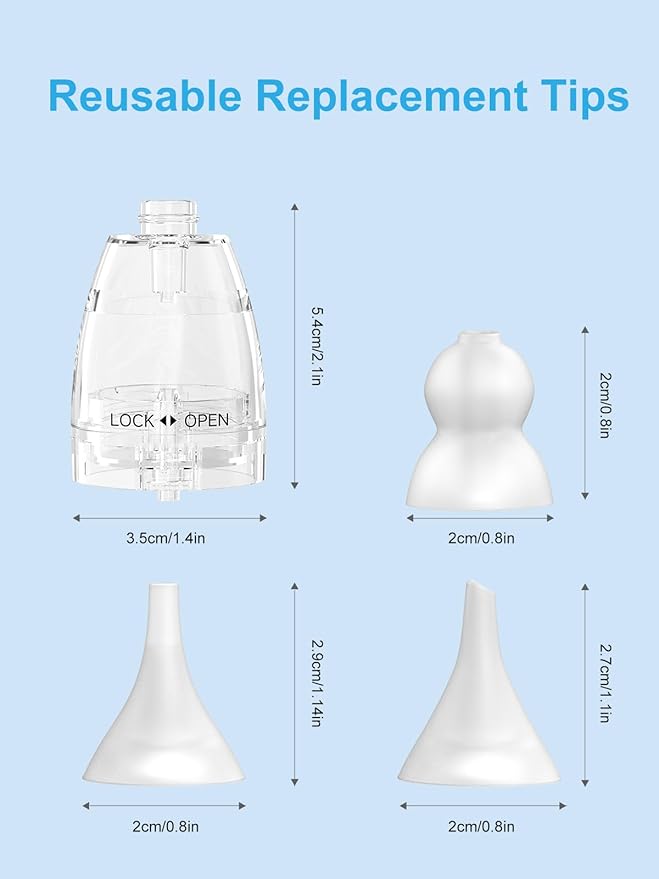 Nasal Aspirator Replacement Parts Compatible with GROWNSY/ X-Bosak / HEYVALUE Nose Sucker for Baby & Toddlers, Suction Chamber and 3pcs Silicone Tips Replacement Kit