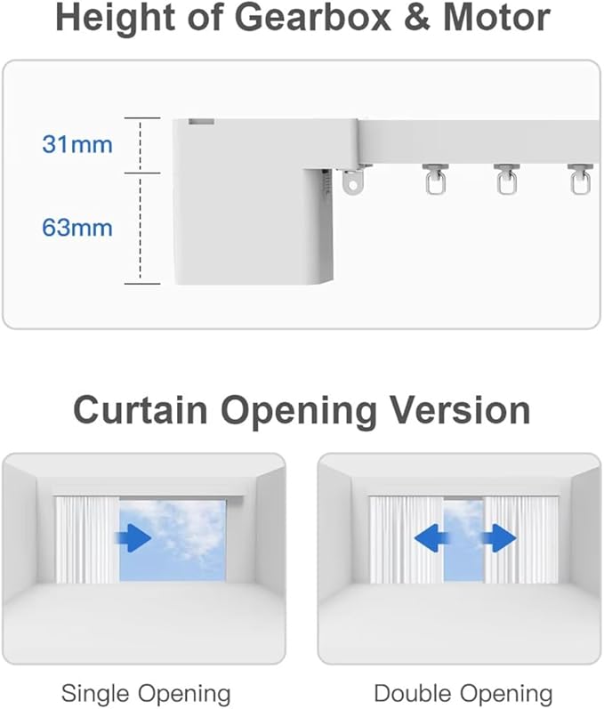 ZigBee 3.0 Smart Curtain Track System, 2.0N.m Quiet Brushless Motor, Hidden Automatic Curtain Opener with Remote, Alexa & Google Home, 132lb Heavy Duty, SX-X20 (2 meters (78.7 inches))