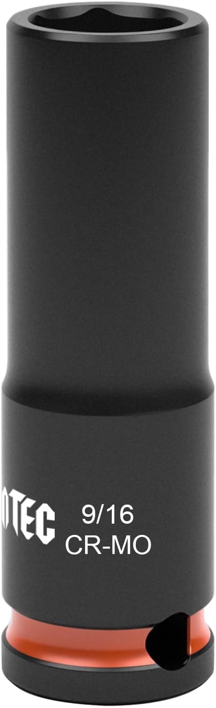 6-Point Deep Impact Socket, 3/8-Inch Drive 9/16 inch Socket, Cr-Mo,Automotive, Truck Maintenance, Heavy Equipment Repair