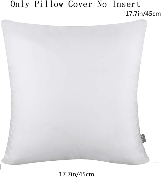 Thmyo 4-Pack 100% Cotton Comfortable Solid Decorative Throw Pillow Case, Square Cushion Cover Pillowcase Sublimation Blank Pillow Covers Valentines Day DIY Throw Pillowcase(18x18inch/45x45cm,White)