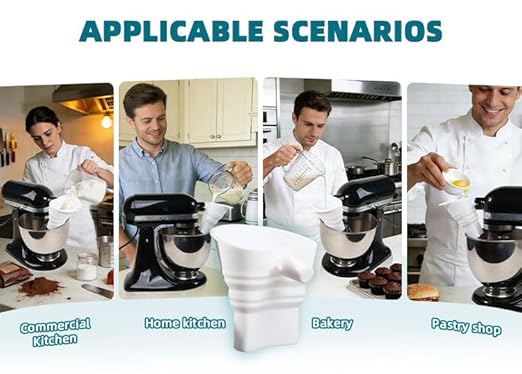2-Pack Stand Mixer Funnel Set with Scraper | Upgraded Funnels & Extended Measuring Cup for 4.5-7 Quart Mixers | Effortless Pouring, Scraping & Cleaning Kit