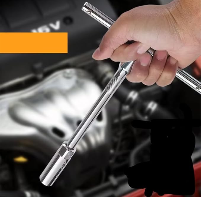 Telescoping Breaker Bar with Rotating Head,112mm Sliding Wrench Breaker Bar Slide Bar Drive Extendable Breaker Bar Adjustable Telescoping Handle with Rotating Head T Handle Socket Wrench,Hand Tools