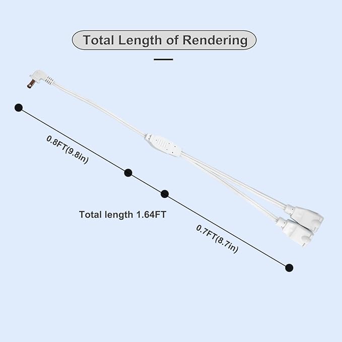 Power Cord Extension and Splitter,2-Pack White 2 Prong,Power Splitter with 90°Right Angle Plug -2 Way Outlets Splitter Extension Cord for Indoor/Outdoor Use
