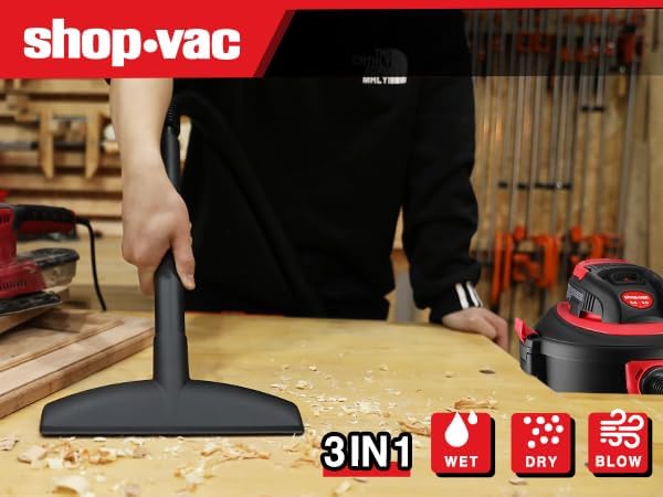 Shop-Vac 2035089 Wet/Dry Vacuum Cleaner, 5 Gallon, 3.0 Peak HP, 1.25 Inch Diameter x 7 Foot Hose, 7 Foot Cord, Ideal for Jobsite, Garage & Workshop