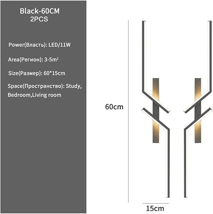 2pcs Minimalist Strip LED Living Room Decoration Wall Light Modern Background Bedroom Bedside Wall Light,Modern Light
