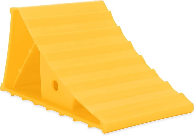 Camco 44432 Wheel Chock Without Rope, Helps Keep Your Trailer or RV in Place (Pack of 1), Yellow