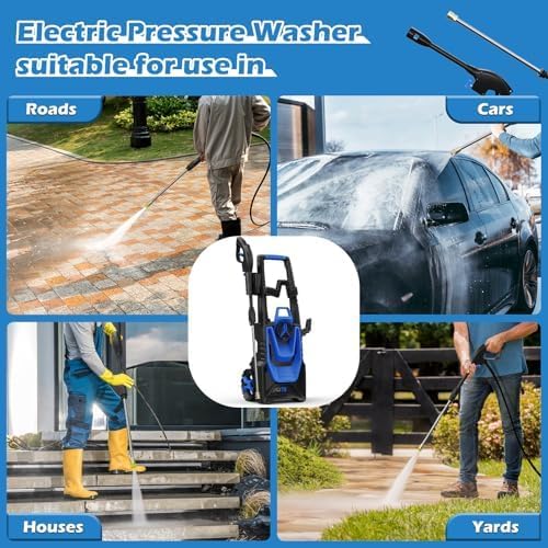 Pressure Washer -5000PSI Power Washer 500ML Foam Canno with Pressure Washers 4 Quick Connect Nozzles for Cars Patios Driveway