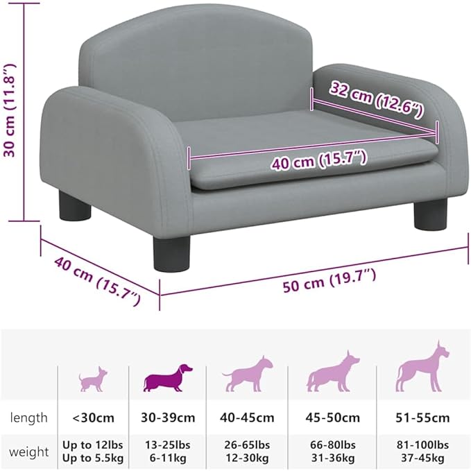 Premium Dog Bed with Soft Foam Padding and Solid Pine Wood Frame, Comfortable Pet Sofa for Living Room or Bedroom, Durable and Stylish Pet Furniture for Small to Medium Dogs
