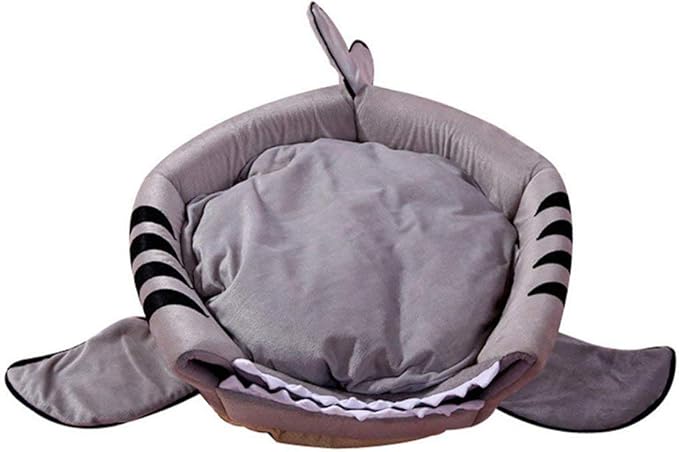 Shark Shaped Pet Dog Puppy Bed Warm Cat Bed House Nest for Autumn Winter Blue XXS