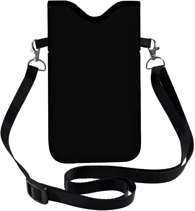 Neoprene Cell Phone Sleeve Pouch with Adjustable Strap Neck Lanyard Fits Most Smartphones 7.1 x 3.9 Inch Black Phone Sleeve Waterproof Carrying Cellphone Crossbody Case Bag for Women Men