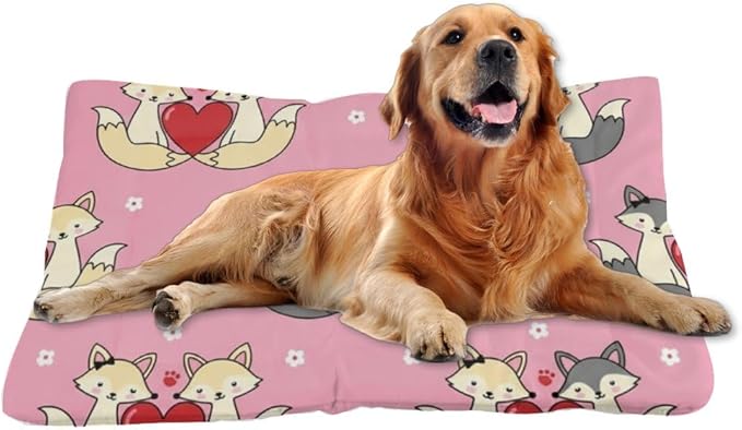 Romantic Fox Pink Puppy Bed Washable Dog Crate Mats Dog Kennel Pad Pillow for Crate Washable Non-Slip Beds for Small Dogs Beds & Furniture Patio Mat Pet Cushion Indoor Outdoor 24X18 Inch