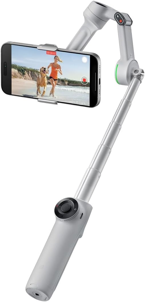 Insta360 Flow 2 PRO Gimbal Stabilizer for Smartphone, AI-Powered Tracking, 3-Axis Stabilization, Built-in Tripod, Portable & Foldable, Deep Track 4.0 Auto Tracking Phone Stabilizer Creator - Gray