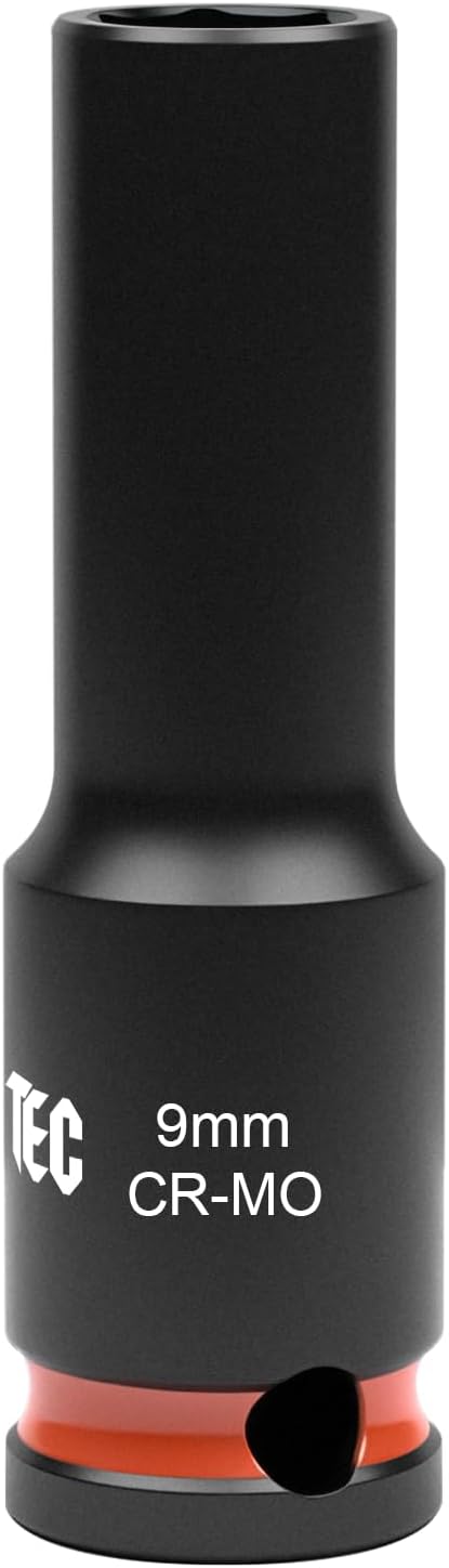 6-Point Deep Impact Socket, 3/8-Inch Drive 9mm Socket, Cr-Mo,Automotive, Truck Maintenance, Heavy Equipment Repair