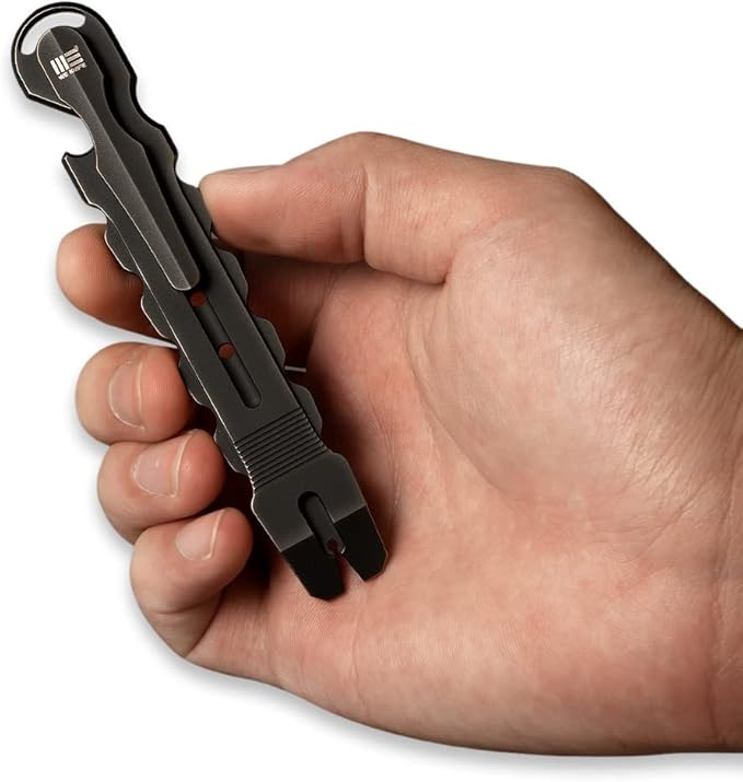 WeKnife Gesila Mini Pocket Flat Pry Bar Crowbar Multifunction EDC Titanium Tool Nail Puller Survival Opener No-Slip And Corrosion Resistant A-08A(Black)-1 PACK