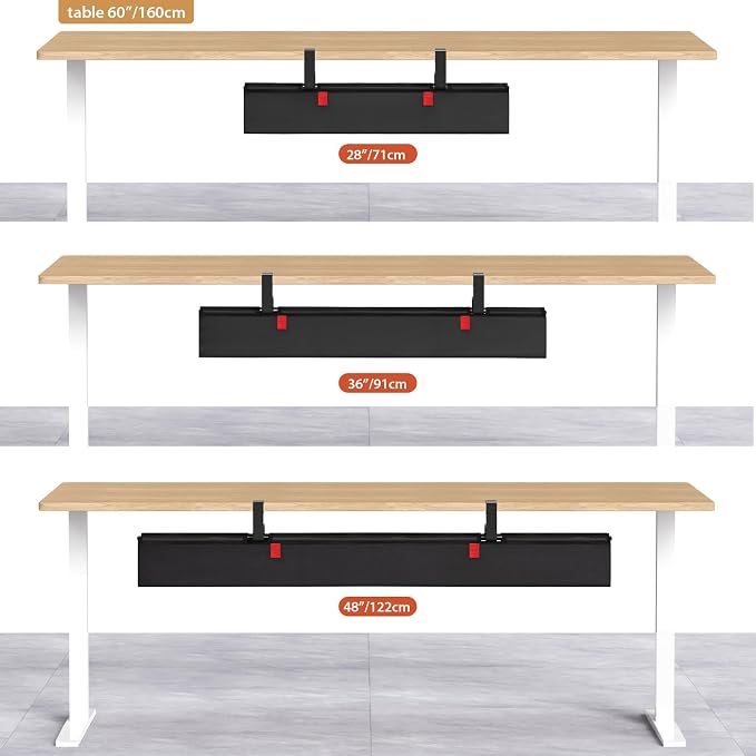 Univivi No Drill Under Desk Cable Management Tray, 36 inch Cable Management | Clamp/Screw Mount Desk Cord Organizer, Premium Fabric Cord Management, Large Capacity Desk Cable Organizer for Office, Home