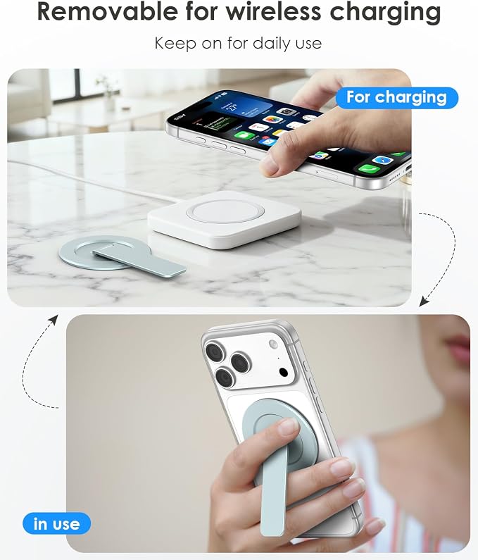 Magnetic Phone Stand for Magsafe, Ultra-Slim Snap-on Phone Holder Kickstand,180�� Adjustable Angle Damping Design Cellphone Grip, Blue