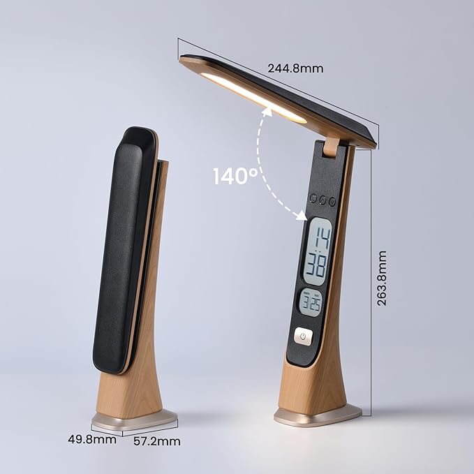 WILIT Rechargeable Lamps Cordless Table Lamp, Foldable Portable Desk Lamp - LED Battery Operated Lights with Stepless Brightness&Time Display for Office Lamp, Book Lights, College Dorm Essentials