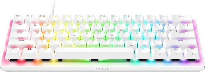 Razer Huntsman V3 Pro Mini 60% Esports Gaming Keyboard, White | Analog Optical Switches, Razer Snap Tap, Rapid Trigger, Adjustable Actuation, Dual-Purpose Mod Keys, Doubleshot PBT Keycaps