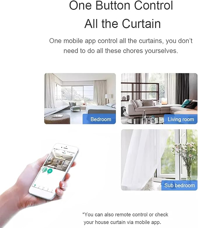 Smart Curtains System, Automatic Curtain Opener with Remote, Control by Alexa Google Home Connector APP WiFi Motorized Curtain Motor Track, Electric Curtain Opener for Bedroom (1m(39.37inch)), White