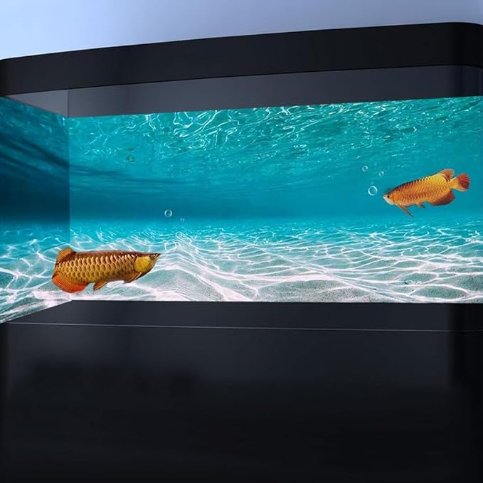 30X12IN Natural Undersea Aquarium Background, Undersea Beach Fish Tank Background, with 8 EVA Double-Sided Tape