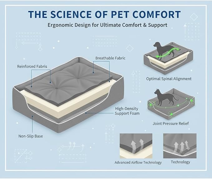 Pet Bed & Dog Beds: Waterproof Dog Bed for Small/Med/Large Dogs/Cats Premium Oxford Cloth, All-Season, Bite-Resistant, Shape-Retaining, Thick PP Cotton, Quick Rebound, Urine-Proof (Medium)
