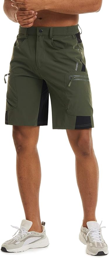 TACVASEN Men's Hiking Cargo Shorts 10" with Zipper Pockets Quick Dry Casual Stretch Golf Work Short Outdoor Summer