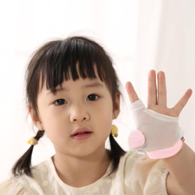Thumb Sucking Guard for Kids with Finger Sucking Guard Gloves to Stop Thumb Sucking Deterrent Gloves for Ages 6 Months to 8 Years (Pink, M)