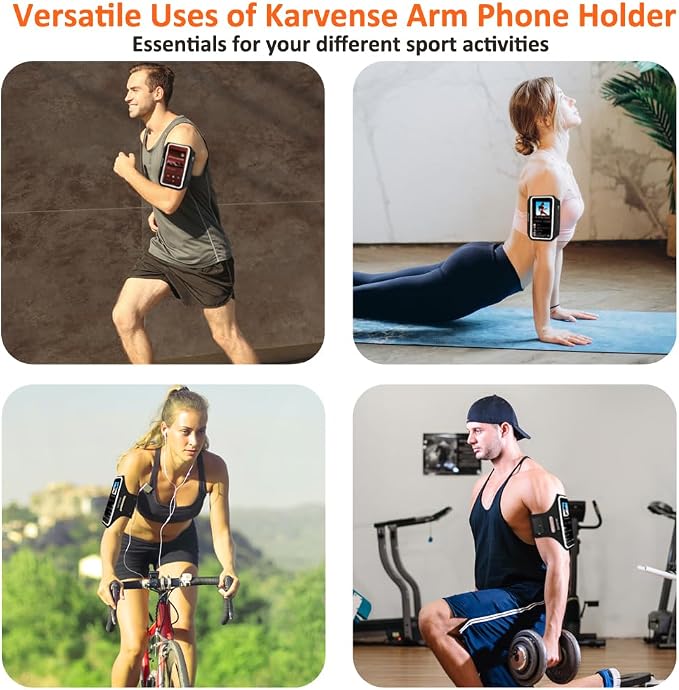Phone Holder for Running w/Earphone Bag, Karvense Phone Arm Bands for Running&Gym& &Workout&Jogging, Cell Phone Armband for iPhone 17 Pro/17/16 Pro/16/15/15 Pro/14, Samsung Galaxy, etc-6.3''