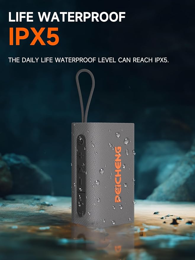 PEICHENG Speaker, Portable Wireless Bluetooth Speakers, Waterproof Loud Stereo Sound with RGB Lights TWS Paire Long Playtime for Home/Party/Outdoor, Electronic Gadgets (1PCS, Gray)
