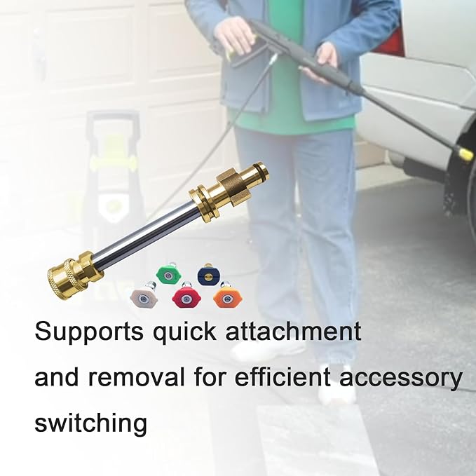 1/4 Inch Quick Connector Pressure Washer Adapter with 5 Color Spray Nozzles, Compatible with Sun Joe SPX200 SPX201E SPX1500 SPX4003 SPX2500 SPX2598 SPX6000 SPX205E-MAX, Suitable for Truper Hila 1600