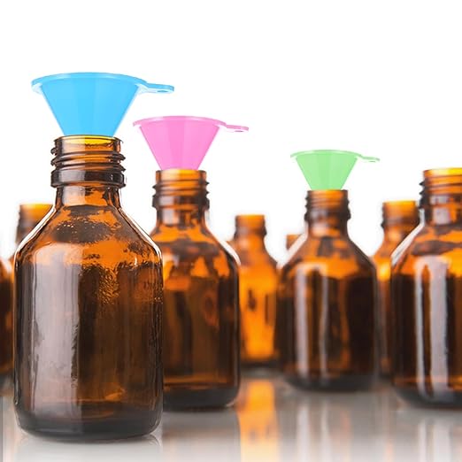 16 Pcs Small Funnel Set for Filling Tiny Bottles Essential Oils Powder Spices Glitter, Plastic Narrow Neck Mini Funnels, Food-Grade Tiny Funnels for Lab Bottles Sand Art Perfume Spice Powder