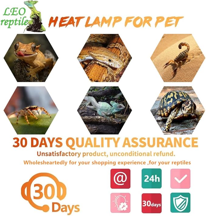 Leoterra 50w Reptile Basking Light Red Infrared Night Heat Lamp (Combo Pack) for Reptile Tanks,Reptiles,Turtle,Bearded Dargon,Lizard,Snakes Use Heat Bulb
