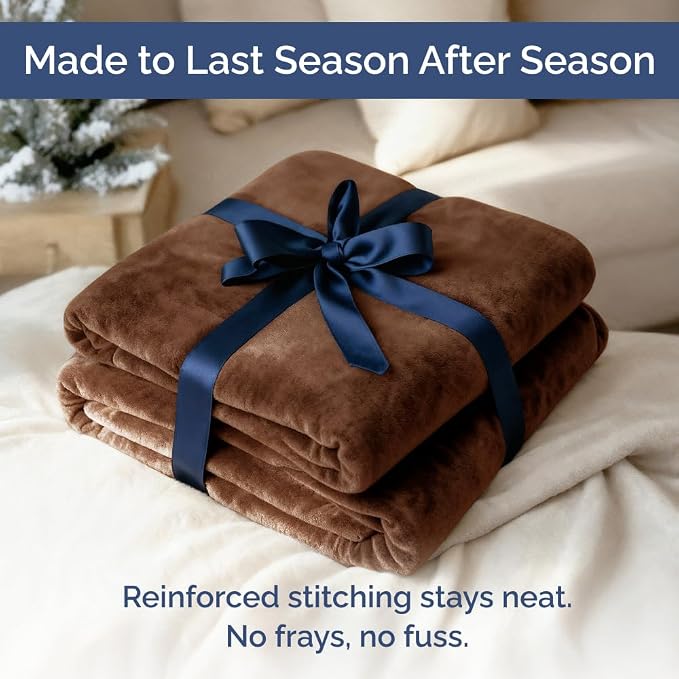 Fleece Blanket King Size - Ultra-Soft Warm Flannel Fleece Blanket - Brown | Soft, Warm, Outdoor Picnic Blanket for Camping, Travel, Lightweight, Cozy, Anti-Static, Home Decor Gifts for Men & Women