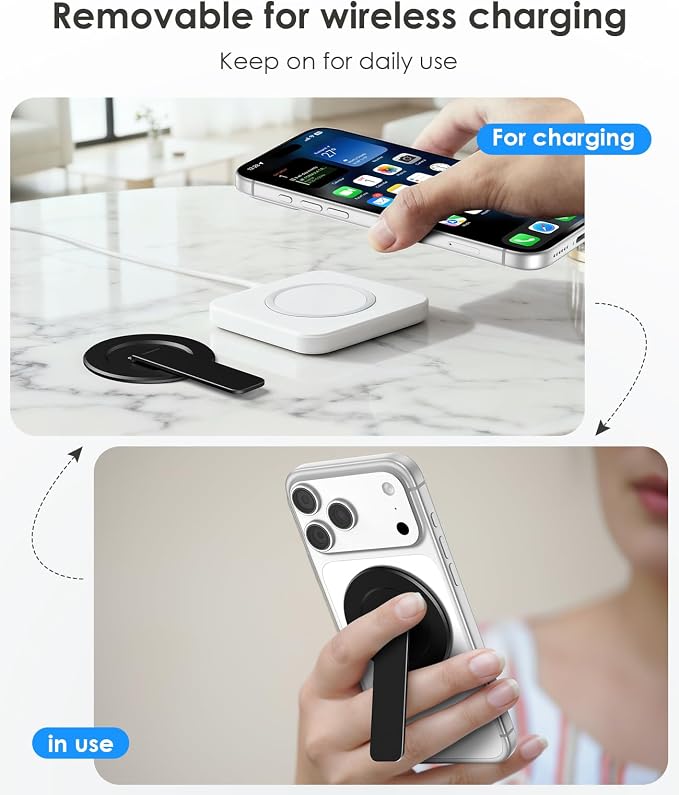Magnetic Phone Stand for Magsafe, Ultra-Slim Snap-on Phone Holder Kickstand,180�� Adjustable Angle Damping Design Cellphone Grip, Black