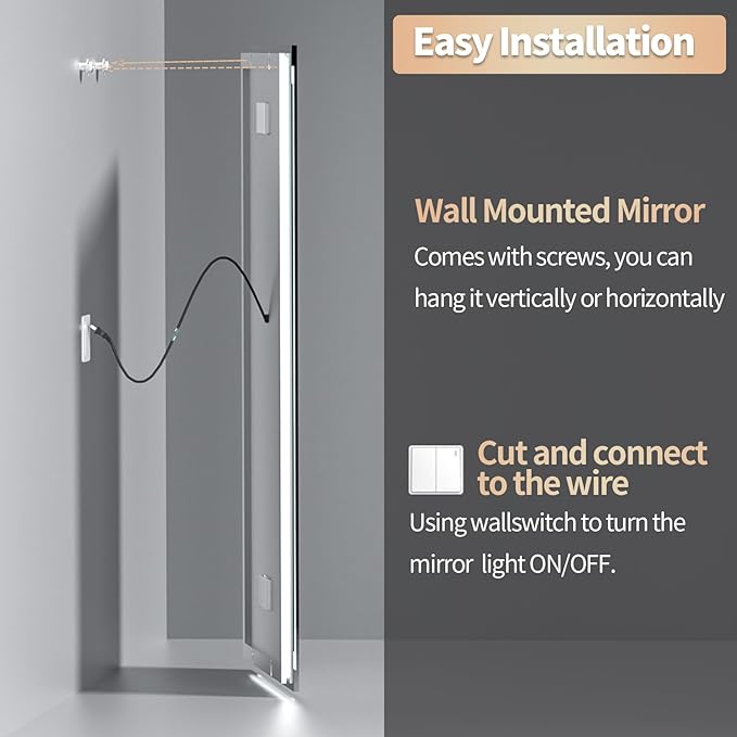 LUVODI Smart LED Bathroom Mirror: 71”x32”Large Wall Mounted Vanity Mirror with Bluetooth Speaker and Time Temperature Display - Dimmable Lighted Modern Makeup Mirror with Front&Back Lit Anti Fog