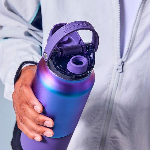 BrüMate Rise 25oz Insulated Water Bottle - 100% Leakproof Silicone Straw | BPA-Free | Cup-Holder Friendly (Black Stainless)