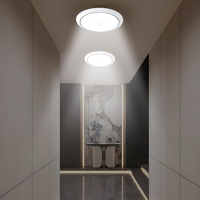Motion Sensor LED Ceiling Light, 12 Inch Flush Mount Ceiling Light 6500K Closet Lights, Motion Sensor Light Indoor for Stair Closet Porch Hallway Laundry (18W)