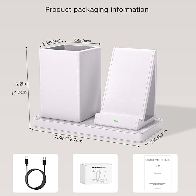 Desk Organizer with Phone Holder,White Multi-Functional Pencil Holder for Desk, Desk Organizers and Accessories for Office Art Supplies,Desk Phone Stand Charger for Desktop/Counter