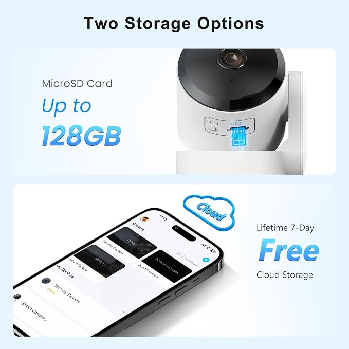 AMOROM Indoor Camera 2K, Baby/Kids/Elderly/Dog/Cat Camera | AI Smart Detection & Alarm, 2-Way Audio, Night Vision, 2.4G&5G WiFi App Control, Cloud & SD Card Storage, 2 Pack